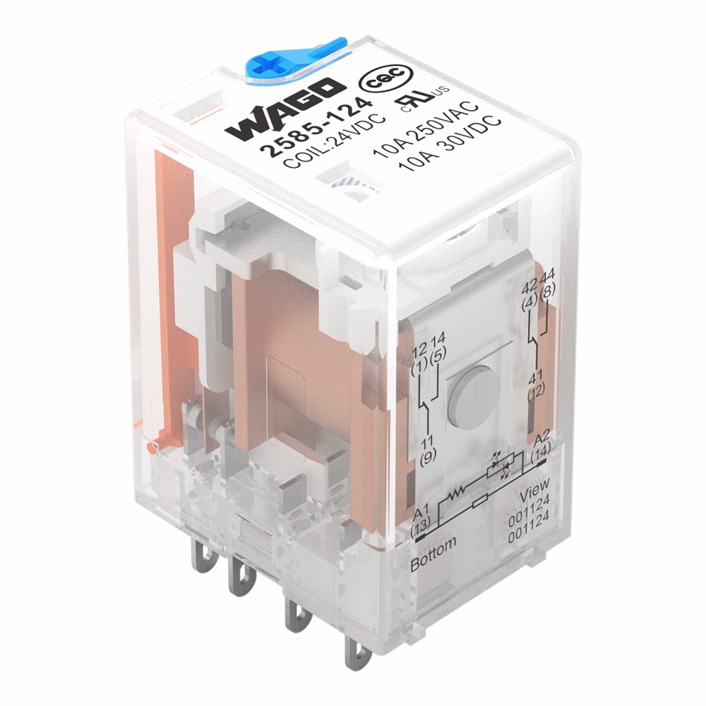 WAGO 2585-124 Dugaszolható relé 10A 24VDC, 2 váltóérintkező