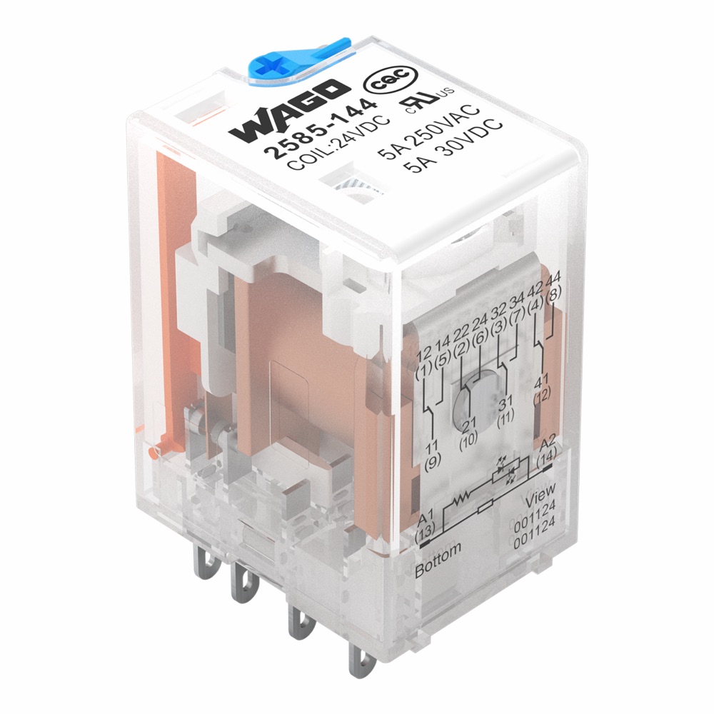 WAGO 2585-144 Dugaszolható relé 5A 24VDC, 4 váltóérintkező
