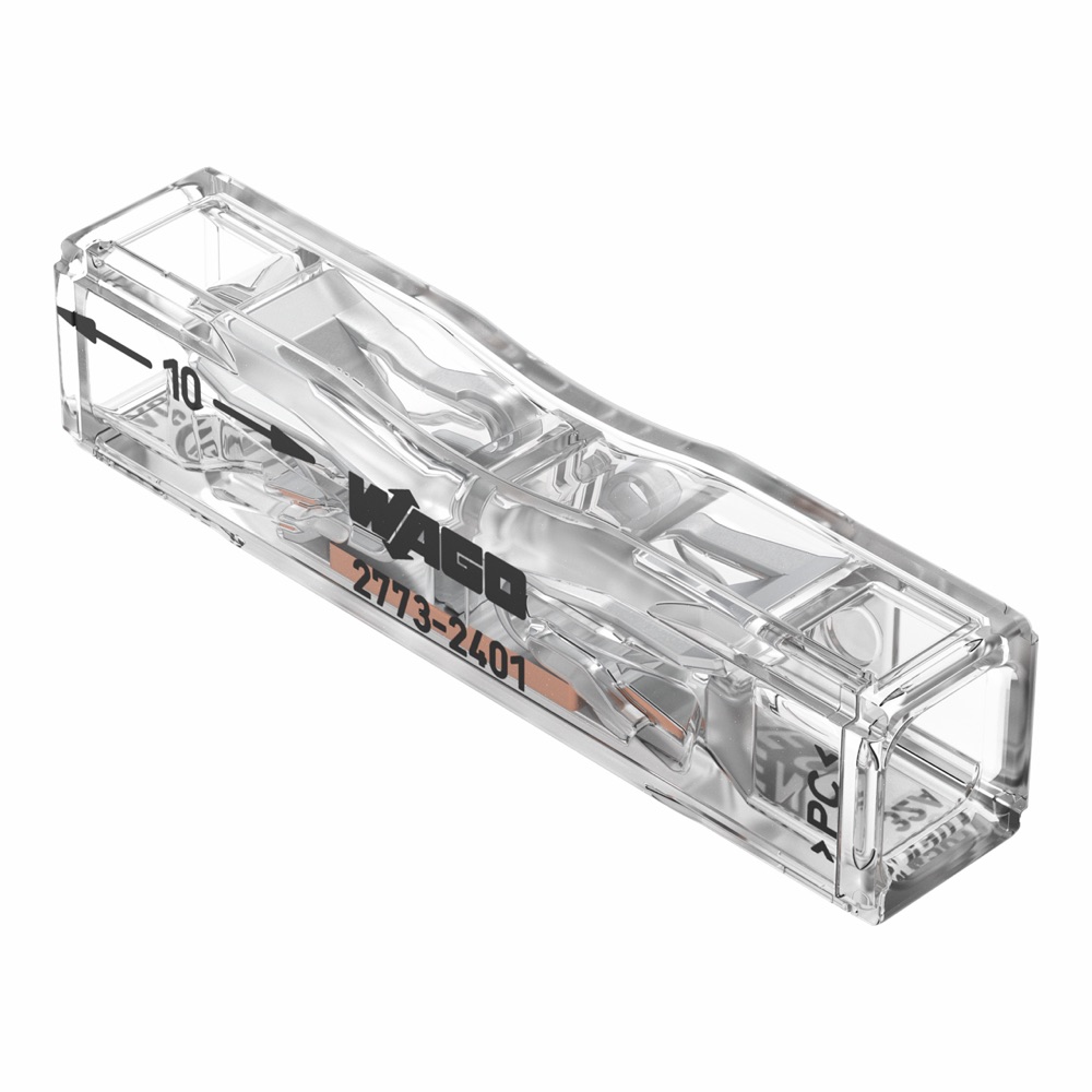 WAGO 2773-2401 vez. összekötő PUSH WIRE Inline egyenes kialakítású, átlátszó termékfotó