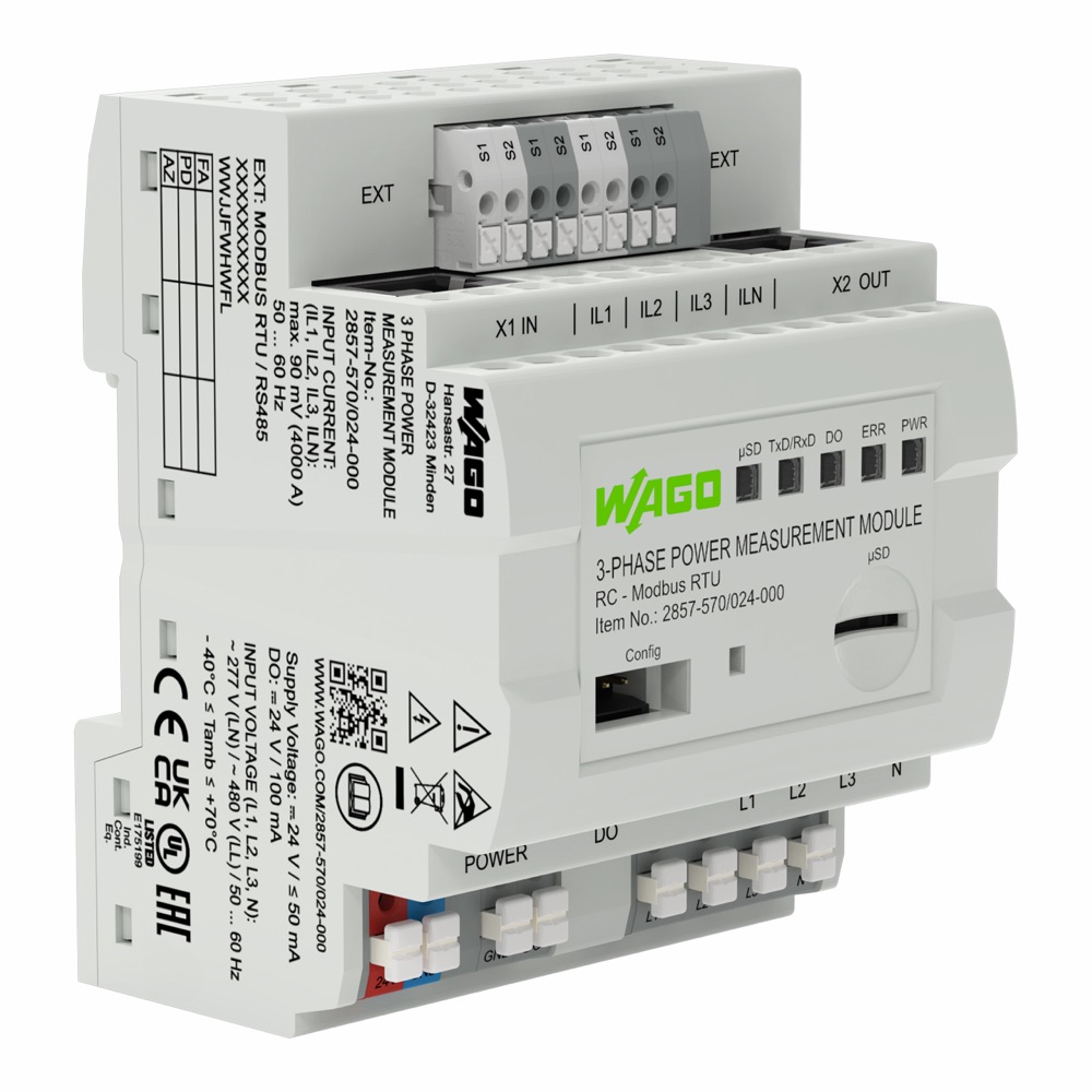 WAGO 2857-570/024-001 Háromfázisú teljesítmény mérőátalakító; 3x400/690 V/1 A