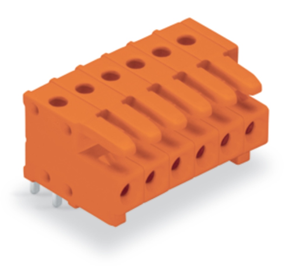WAGO 734-564 THT csatlakozóaljzat 0.9 x 0.9 mm solder pin döntött, narancssárga