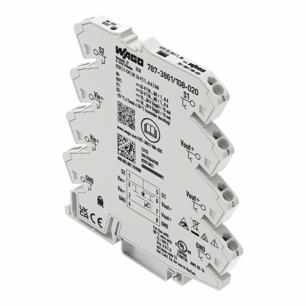 WAGO 787-3861/108-020 Elektronikus kismegszakító, 1 csatorna, 24 VDC