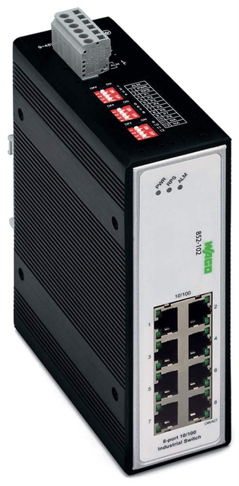 WAGO 852-102 Ipari Switch 8Port, fekete termékfotó