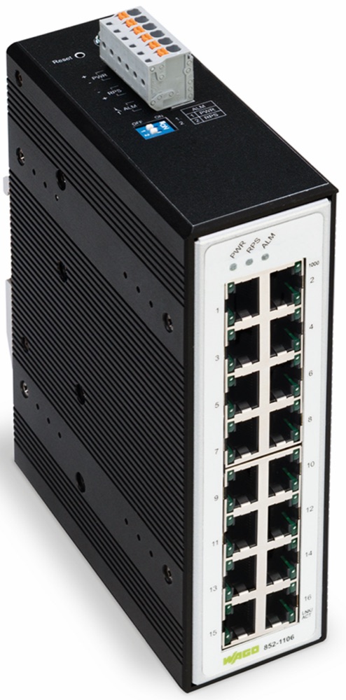 WAGO 852-1106 Ipari Switch 16Port Gb, fémes fekete termékfotó