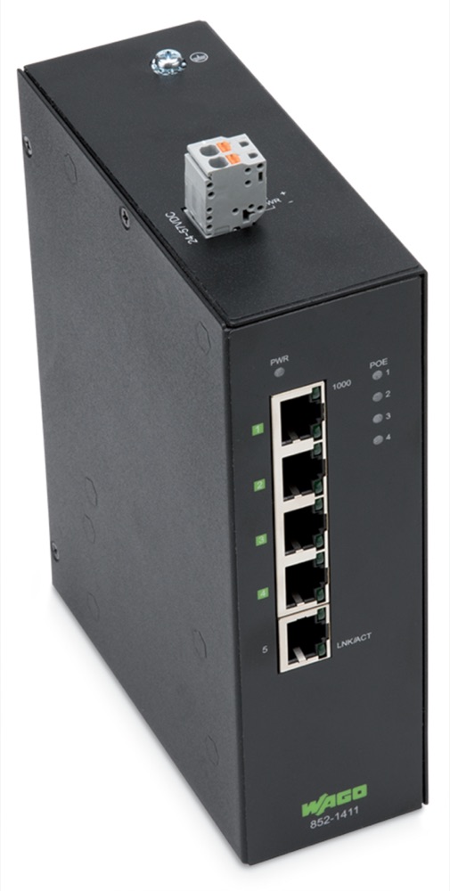 WAGO 852-1411 Ipari ECO Switch 5 port Gb, fekete termékfotó