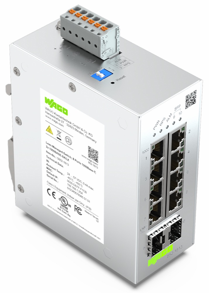 WAGO 852-1813 Lean Menedzselhető Switch, 8xRJ-45, 2xSFP port termékfotó